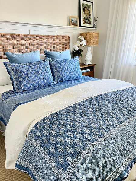 Indigo Buti Block Print Quilted Comforter