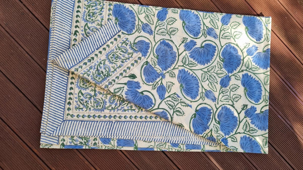 Cobalt Blue Floral Scroll Tablecloth Tablecloth CBFTB13