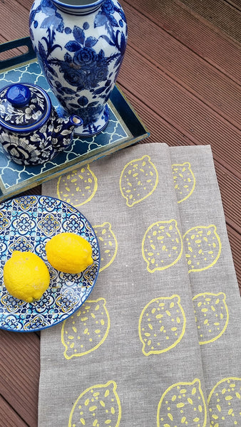 Limon Lemon Linen Teatowel