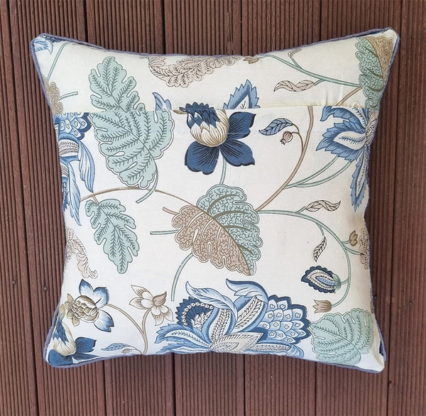 BLUE WHITE FLORAL CHINTZ CUSHION