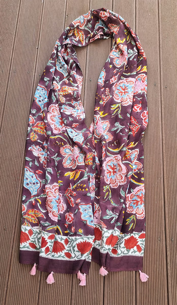 Chocolate Multicoloured Floral Chintz Stole