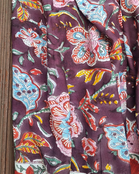 Chocolate Multicoloured Floral Chintz Stole