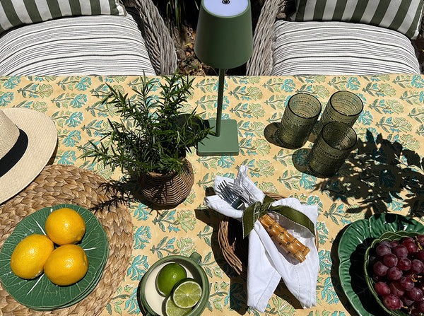 Mustard Yellow Teal Floral Tablecloth MYTBTB11