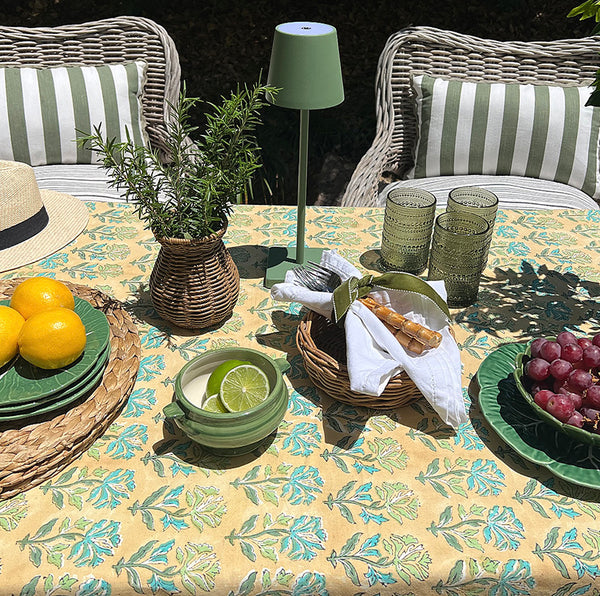 Mustard Yellow Teal Floral Tablecloth MYTBTB11