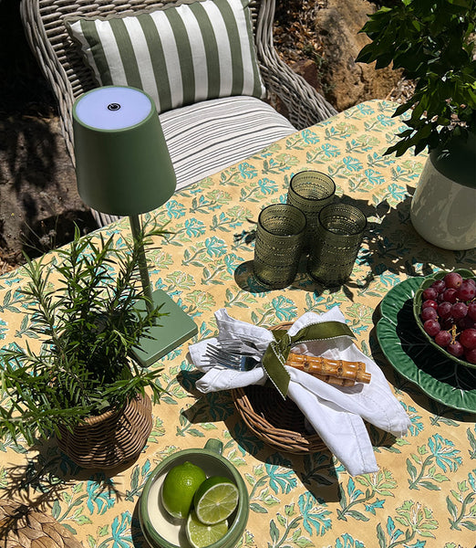 Mustard Yellow Teal Floral Tablecloth MYTBTB11