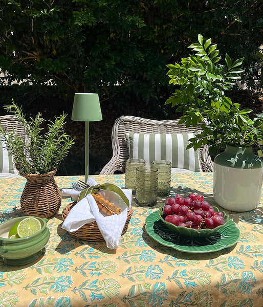 Mustard Yellow Teal Floral Tablecloth MYTBTB11