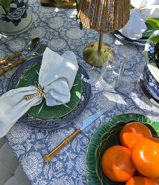 Cornflower Blue Floral Garden TableclothGarden Tablecloth CBFTB7