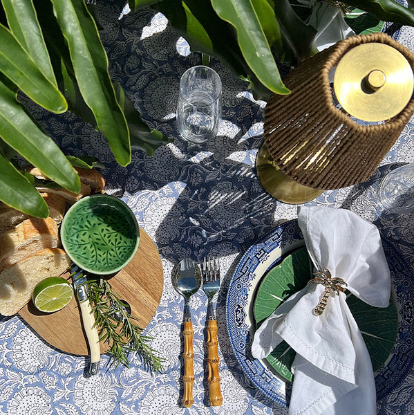 Cornflower Blue Floral Garden TableclothGarden Tablecloth CBFTB7