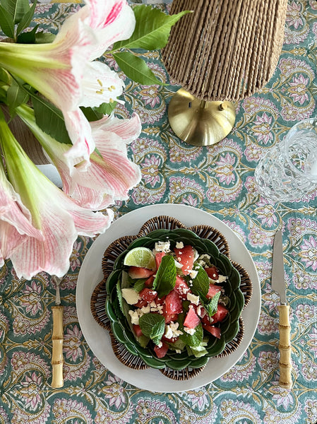 Green Pink Lotus Floral Tablecloth GPLBTB12