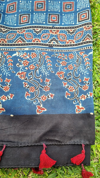 Indigo Brick Ajrak Indian Mosaic Stole