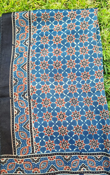 Indigo Brick Ajrak Indian Mosaic Stole