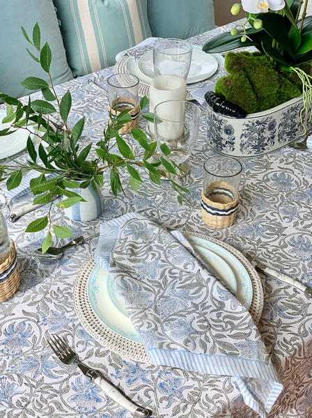 Art Deco Powder Blue Floral Vine Table Napkins (set of 4)