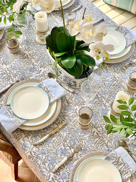 Art Deco Powder Blue Floral Vine Table Napkins (set of 4)