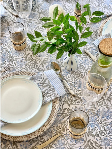 Art Deco Powder Blue Floral Vine Table Napkins (set of 4)