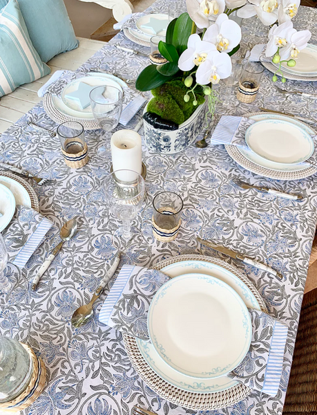 Art Deco Powder Blue Floral Vine Table Napkins (set of 4)