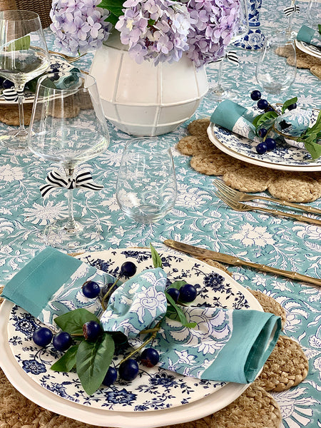 William Morris Teal Floral Table Napkins (set of 4)