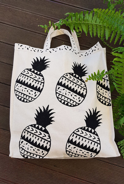 Boho Pineapple Canvas Tote Bag